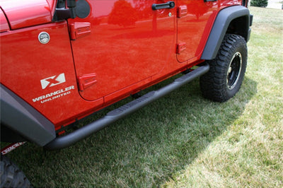 Rugged Ridge 3 In Round Tube Steps Black 07-18 Jeep Wrangler Unlimited JK - Nerf Bars & Running Boards