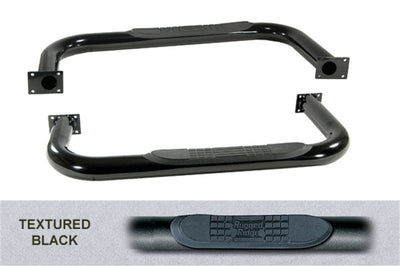 Rugged Ridge 3in Round Tube Side Steps Black 76-86 Jeep CJ7 - Nerf Bars & Running Boards