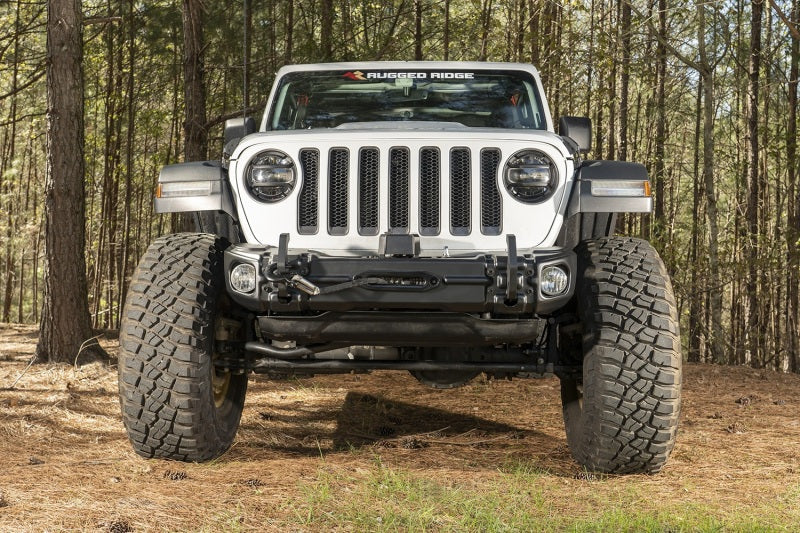 Rugged Ridge Arcus Front Bumper Set W/Tray & Hooks 18-20 Jeep Wrangler JL/JT - Bumpers Grilles Guards