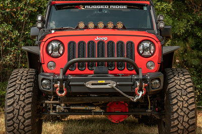Rugged Ridge Arcus Front Bumper Tube Overrider Black JK - Bumpers Grilles & Guards
