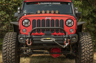 Rugged Ridge Arcus Front Bumper Tube Overrider Black JK - Bumpers Grilles & Guards