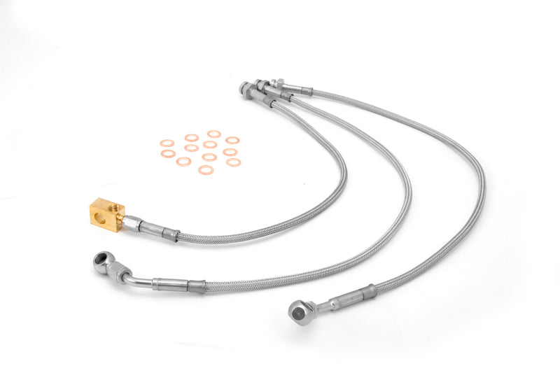 Rugged Ridge Brake Hose Kit Braided SS 92-01 Cherokee(XJ) - Brakes Rotors & Pads