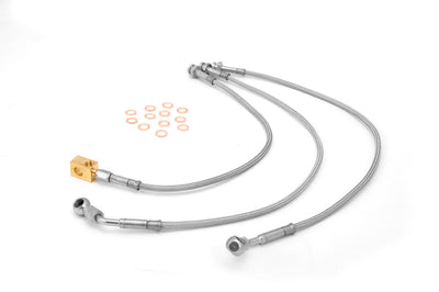 Rugged Ridge Brake Hose Kit Braided SS 92-01 Cherokee(XJ) - Brakes Rotors & Pads