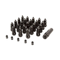 Rugged Ridge Bullet Lug Nut and Valve Stem Cap Kit Black 1/2-20 - Wheel Tire Accessories
