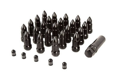 Rugged Ridge Bullet Lug Nut and Valve Stem Cap Kit Black 1/2-20 - Wheel Tire Accessories