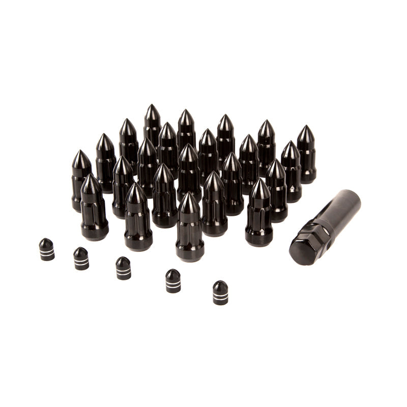Rugged Ridge Bullet Lug Nut and Valve Stem Cap Kit Black 1/2-20 - Wheel Tire Accessories