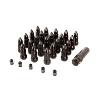 Rugged Ridge Bullet Lug Nut and Valve Stem Cap Kit Black 1/2-20 - Wheel Tire Accessories