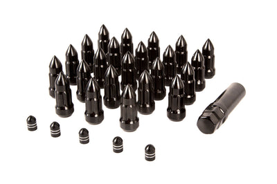 Rugged Ridge Bullet Lug Nut and Valve Stem Cap Kit Black 1/2-20 - Wheel Tire Accessories