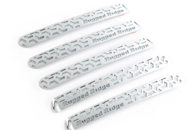 Rugged Ridge Elite Dr Hndle Insert Brushed Tread 4D 07-18 Jeep Wrangler JK - Exterior Styling