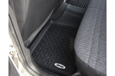 Rugged Ridge Floor Liner Rear Black 1984-2001 Jeep Logo Cherokee XJ - Mats