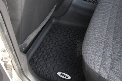 Rugged Ridge Floor Liner Rear Black 1984-2001 Jeep Logo Cherokee XJ - Mats