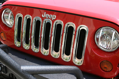 Rugged Ridge Grille Inserts Chrome 07-18 Jeep Wrangler - Bumpers Grilles & Guards