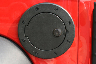 Rugged Ridge Locking Gas Cap Door Black Alum 07-18 Jeep Wrangler JK - Fuel Delivery