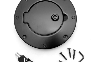Rugged Ridge Locking Gas Cap Door Black Alum 97-06TJ - Fuel Delivery