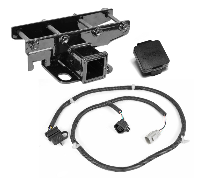 Rugged Ridge Receiver Hitch Kit Jeep Logo 07-18 Wrangler - Winches & Hitches
