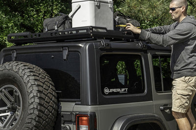 Rugged Ridge Roof Rack with Basket 18-20 Jeep Wrangler JL 4Dr Hardtops - Roofs & Accessories