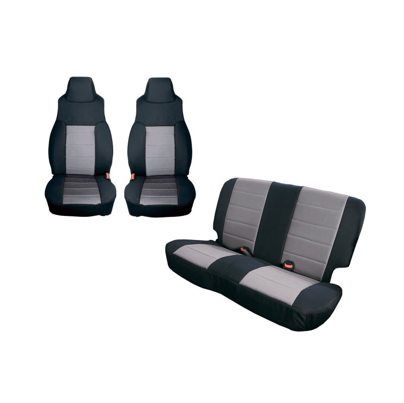 Rugged Ridge Seat Cover Kit Black/Gray 03-06 Jeep Wrangler TJ - Body Armor & Protection