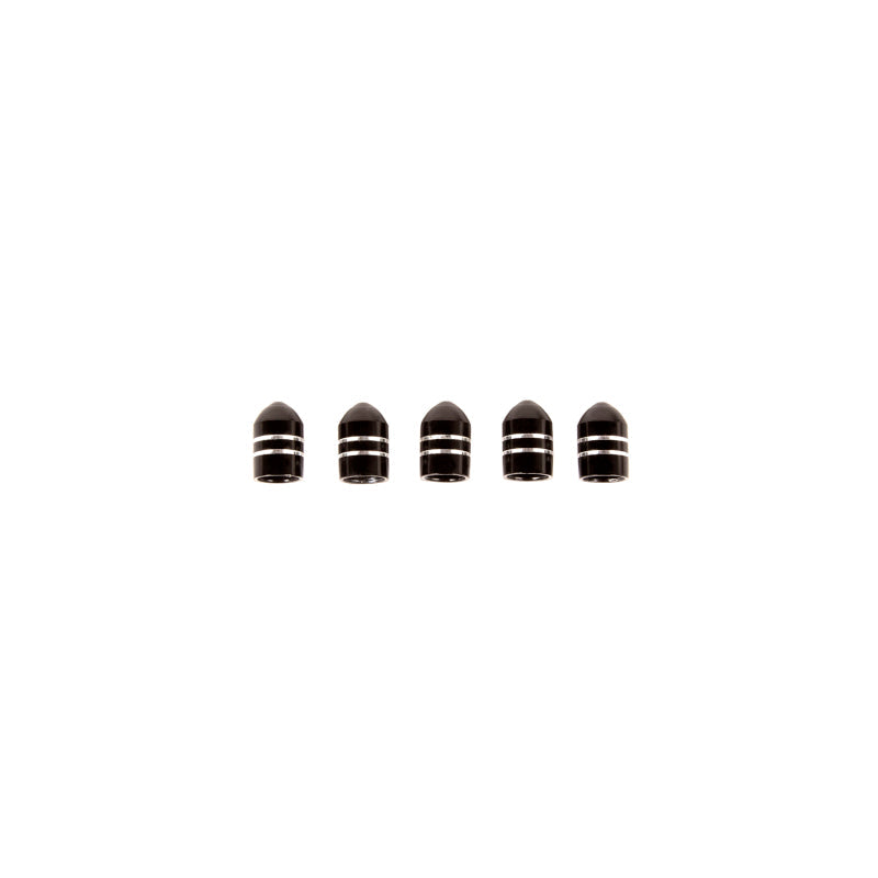Rugged Ridge Valve Stem Cap Aluminum Black 5 Pack - Wheel and Tire Accessories