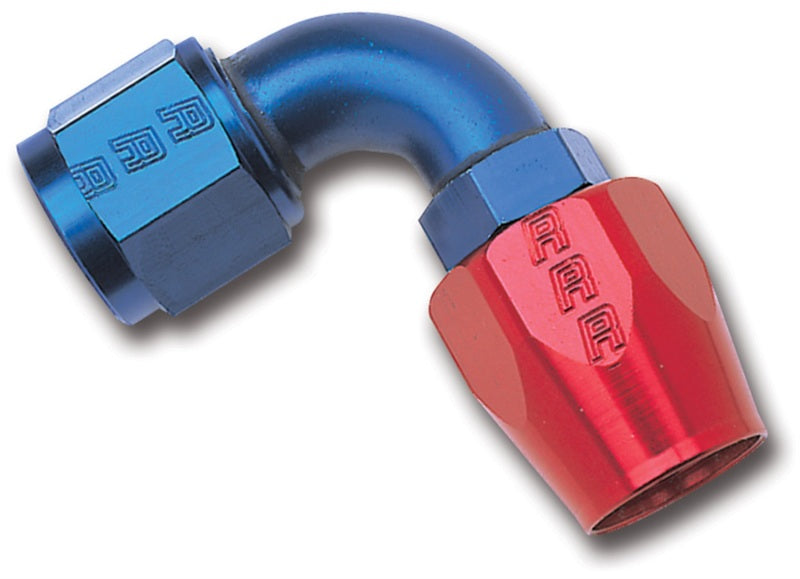 Russell Performance -10 AN Red/Blue 90 Degree Full Flow Hose End - Fabrication