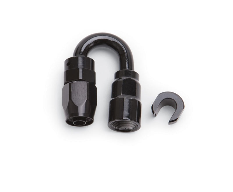 Russell Performance 3/8in SAE Quick Disc Female to -6 Hose Black 180 Degree End - Fabrication