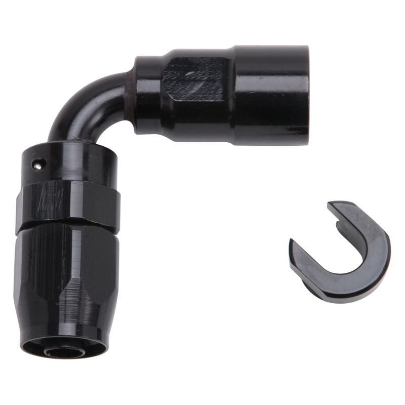 Russell Performance 3/8in SAE Quick Disc Female to -6 Hose Black 90 Degree End - Fabrication