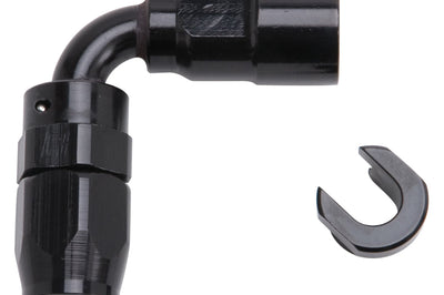 Russell Performance 3/8in SAE Quick Disc Female to -6 Hose Black 90 Degree End - Fabrication