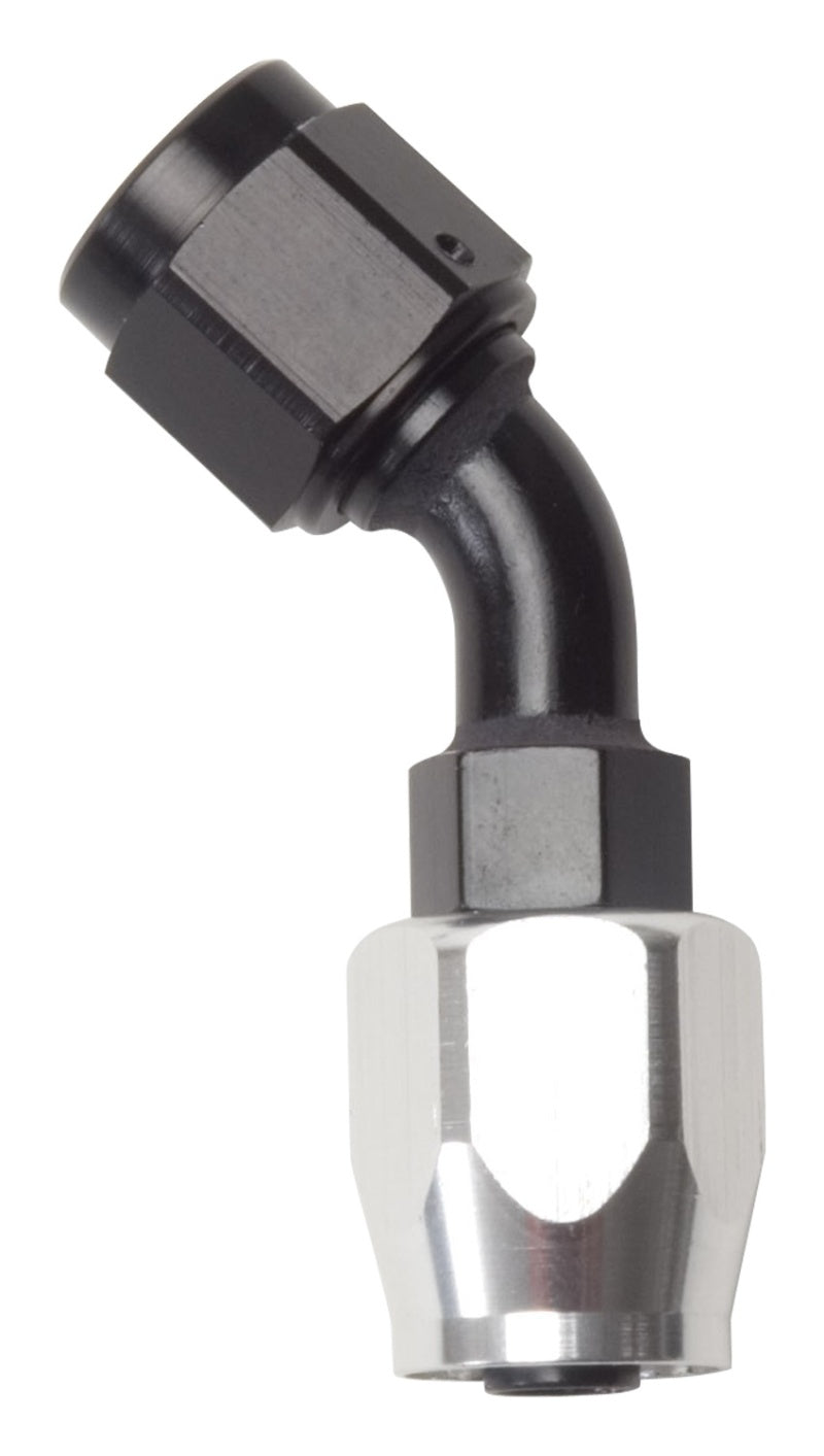 Russell Performance -6 AN Black/Silver 45 Degree Full Flow Hose End - Fabrication