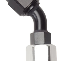 Russell Performance -6 AN Black/Silver 45 Degree Full Flow Hose End - Fabrication