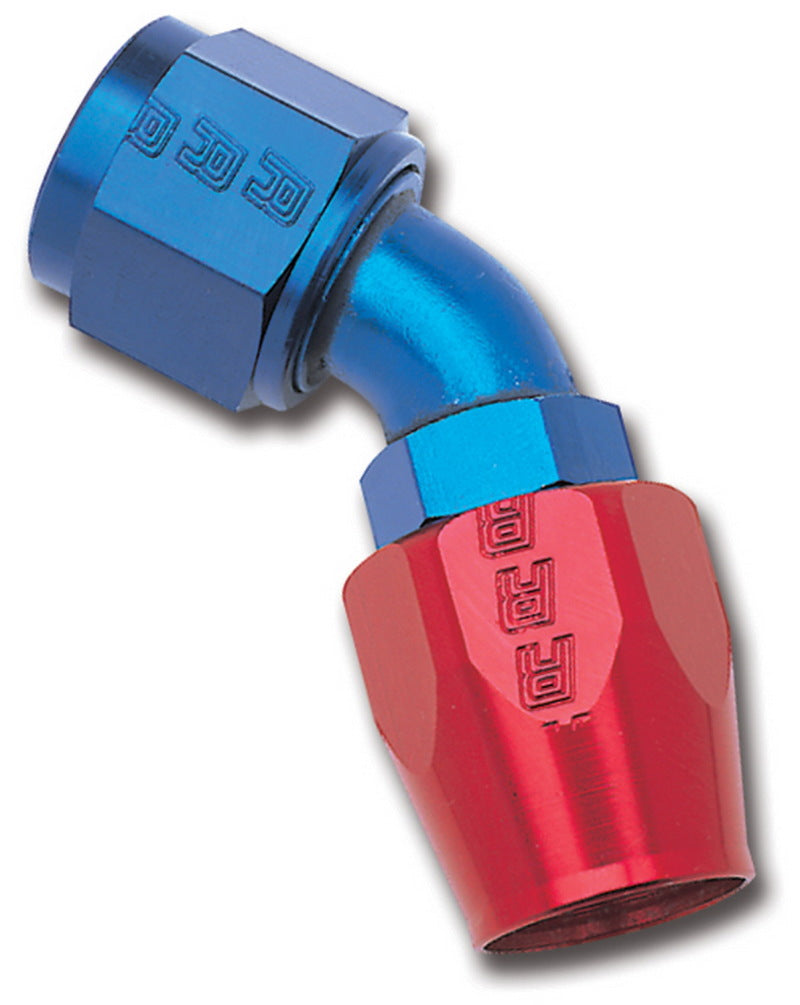Russell Performance -6 AN Red/Blue 45 Degree Full Flow Hose End - Fabrication