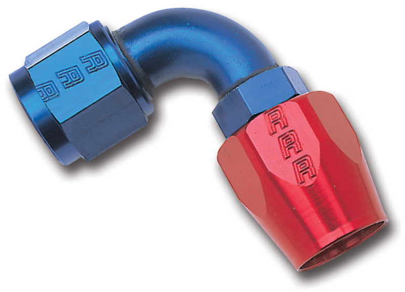 Russell Performance -6 AN Red/Blue 90 Degree Full Flow Hose End - Fabrication