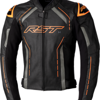 Rst S1 Ce Jacket Black/black/white Leather 5xl - Black/Grey/Neon Orange / Small