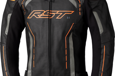 Rst S1 Ce Jacket Black/black/white Leather 5xl - Black/Grey/Neon Orange / 2X-Large