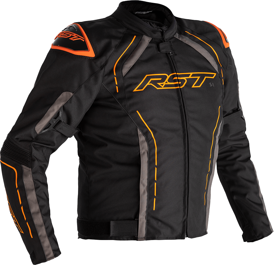 Rst S1 Ce Jacket Black/black/white Leather 5xl - Black/Grey/Neon Orange / Small