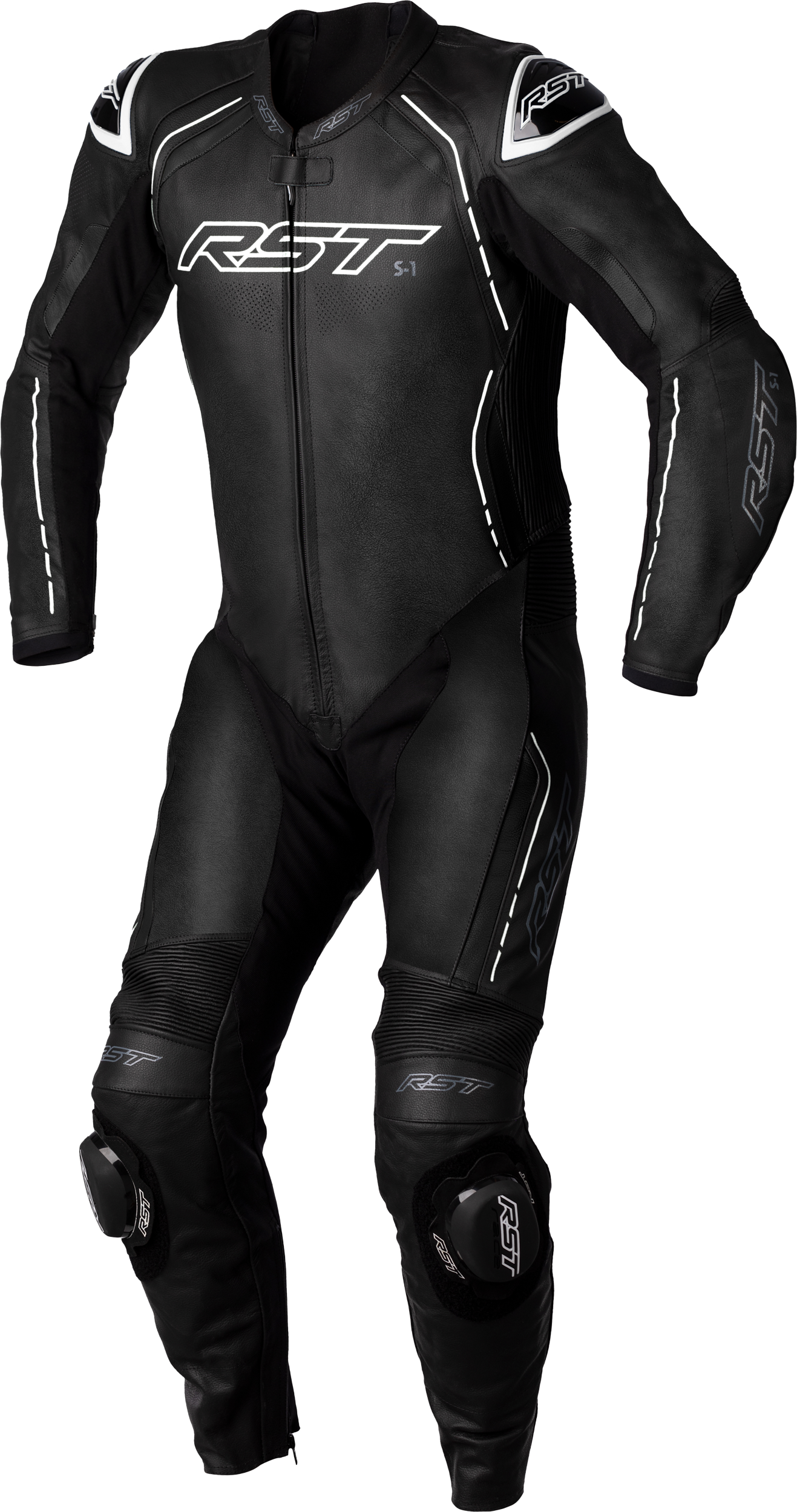 Rst S1 Ce Suit Blk/blk/whi Leather 5xl - Black/Black/White / X-Small
