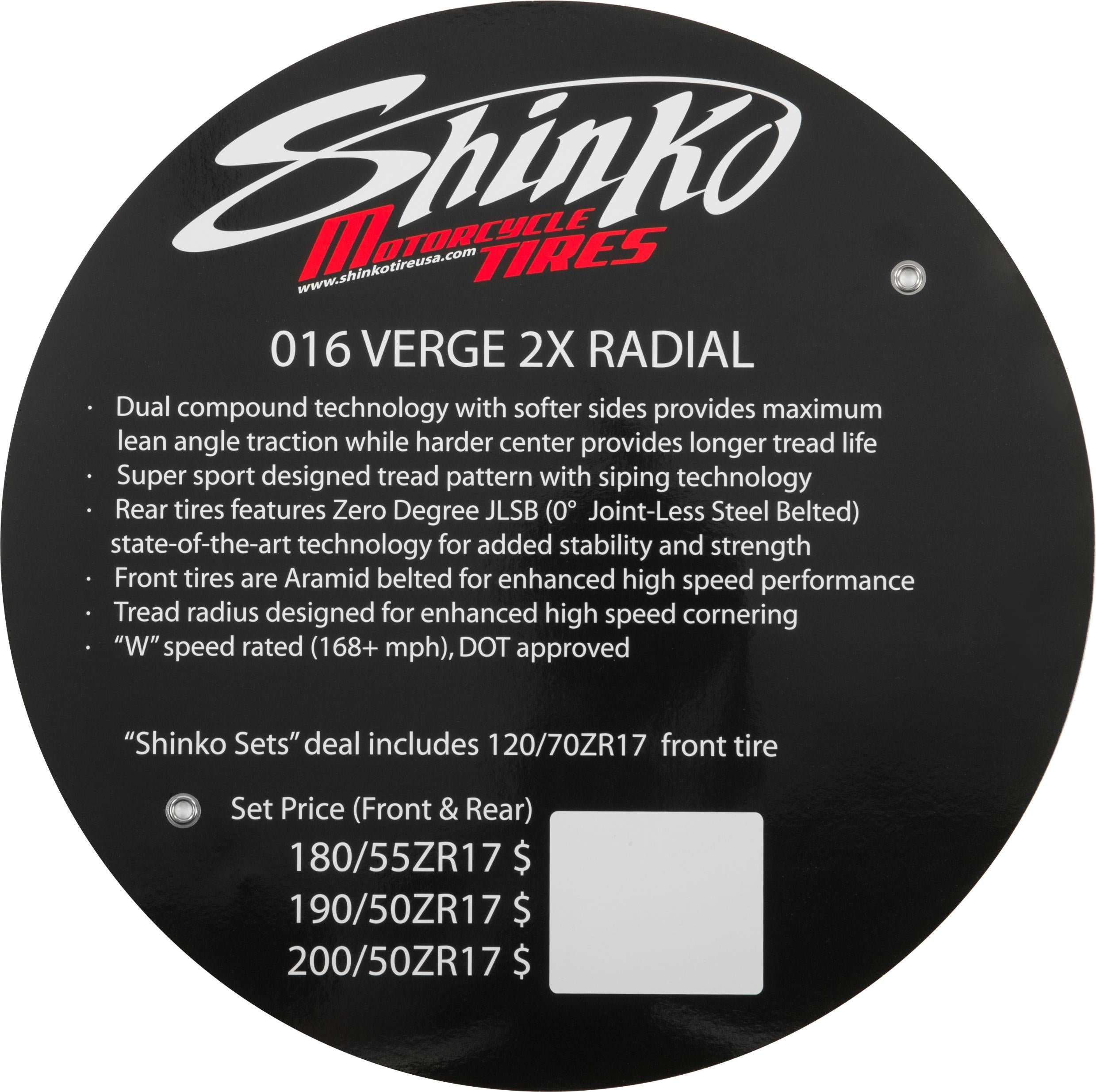 Shinko Verge 2x Tire Sign - Harddrive Products