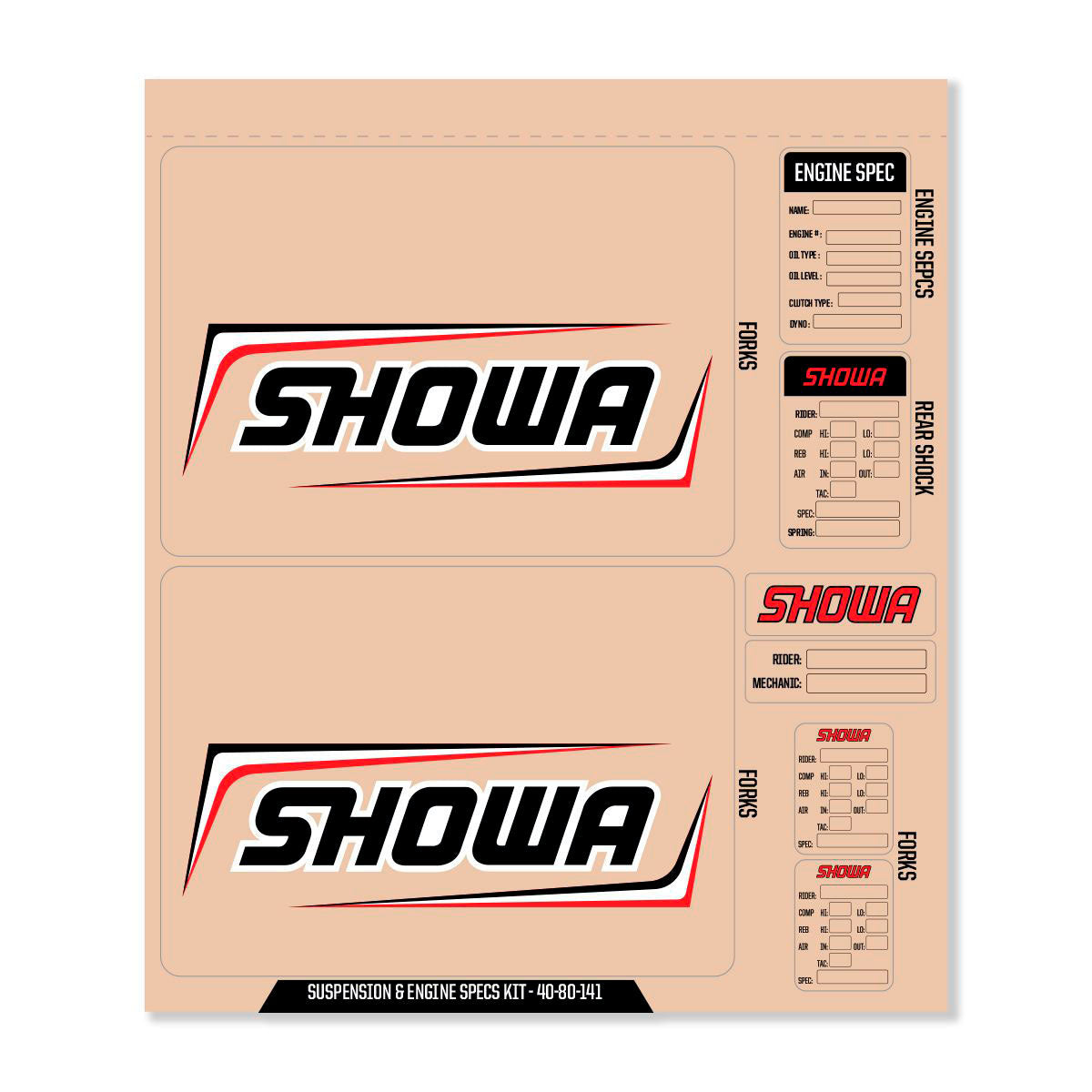 D-cor Showa Decal Kit Blk Fork/shock/eng Spec - Offroad Collection