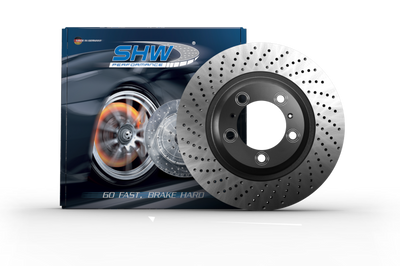 SHW Performance 05-08 Porsche Boxster 2.7L Left Front Cross-Drilled Monobloc Brake Rotor (98735140101) - Brakes Rotors