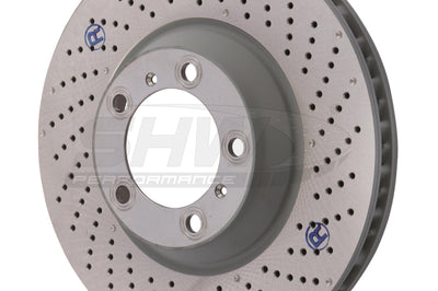SHW Performance 09-13 Porsche 911 Turbo w/Center Lock w/o Ceramic Brake Right Frt Drill-Dimp Rotor (99735140602)