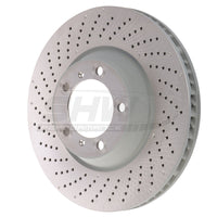 SHW Performance 09-13 Porsche 911 Turbo w/Center Lock w/o Ceramics Left Frt Drill-Dimp MB Rotor (99735140502) - Brakes