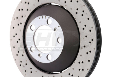 SHW Performance 14-19 Porsche 911 GT3 4.0L w/o Ceramic Brake Right Front Drill-Dimp LW Rotor (99135140681) - Brakes