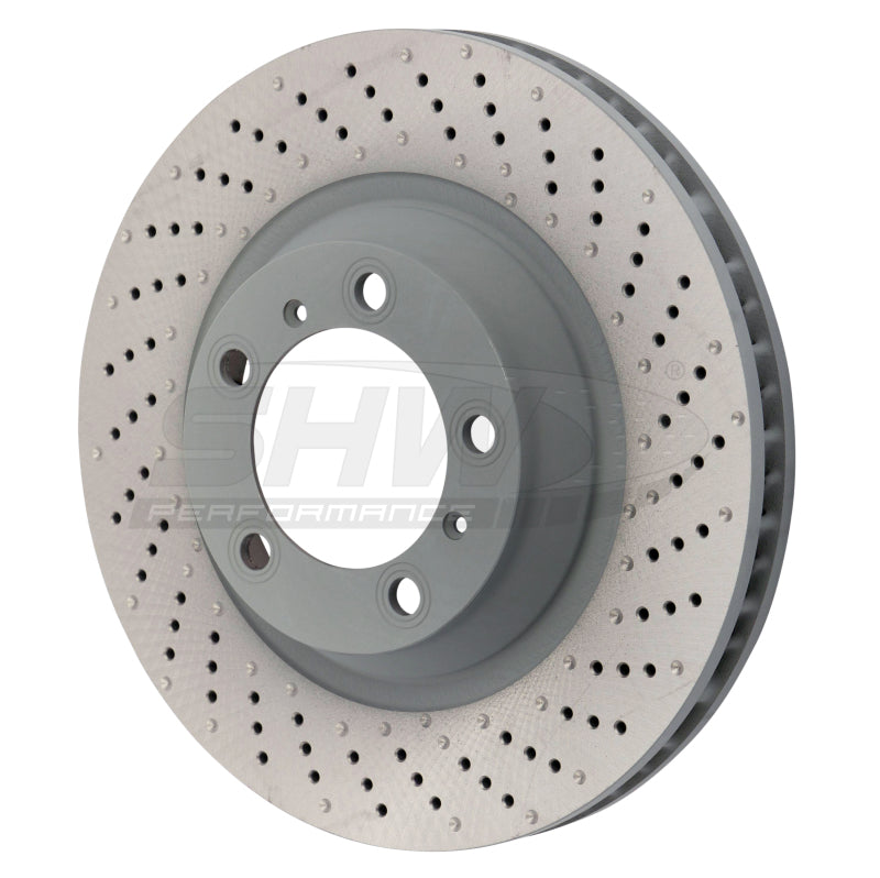 SHW Performance 15-16 Porsche 911 Carrera 4 GTS w/o Ceramics Right Frt Drill-Dimp MB Brake Rotor (99135140401) - Brakes