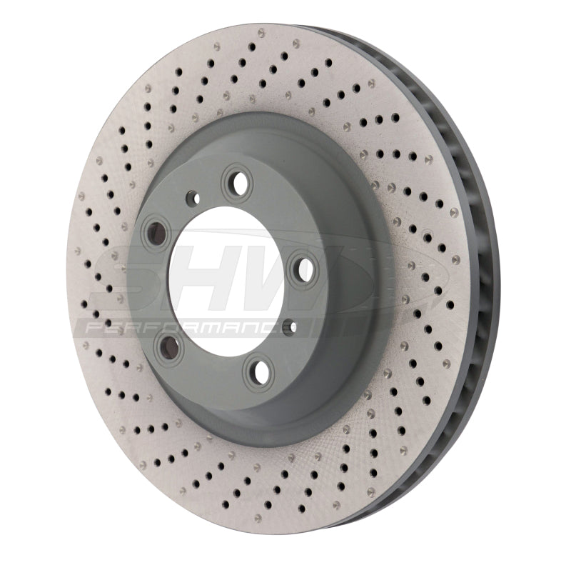 SHW Performance 15-16 Porsche 911 Carrera4 GTS 3.8L w/o Ceramic Brake Left Frt Drill-Dimp MB Rotor (99135140301)