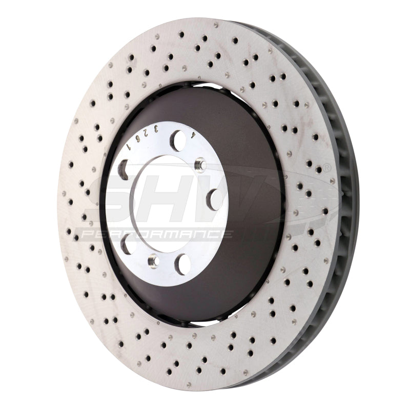 SHW Performance 16-19 Porsche 911 GT3 RS w/o Ceramics Left Frt Drill-Dimp Lightweight Brake Rotor (99135140581)