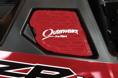 Outerwears Side Intake Pre Filter Black Pol Rzr 570 - Red - Atv Performance Products