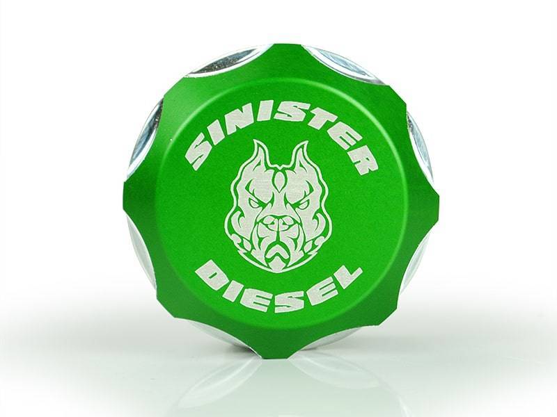 Sinister Diesel 13-17 Dodge/Ram 6.7 Cummins Billet Fuel Plug - Green - Engine Components