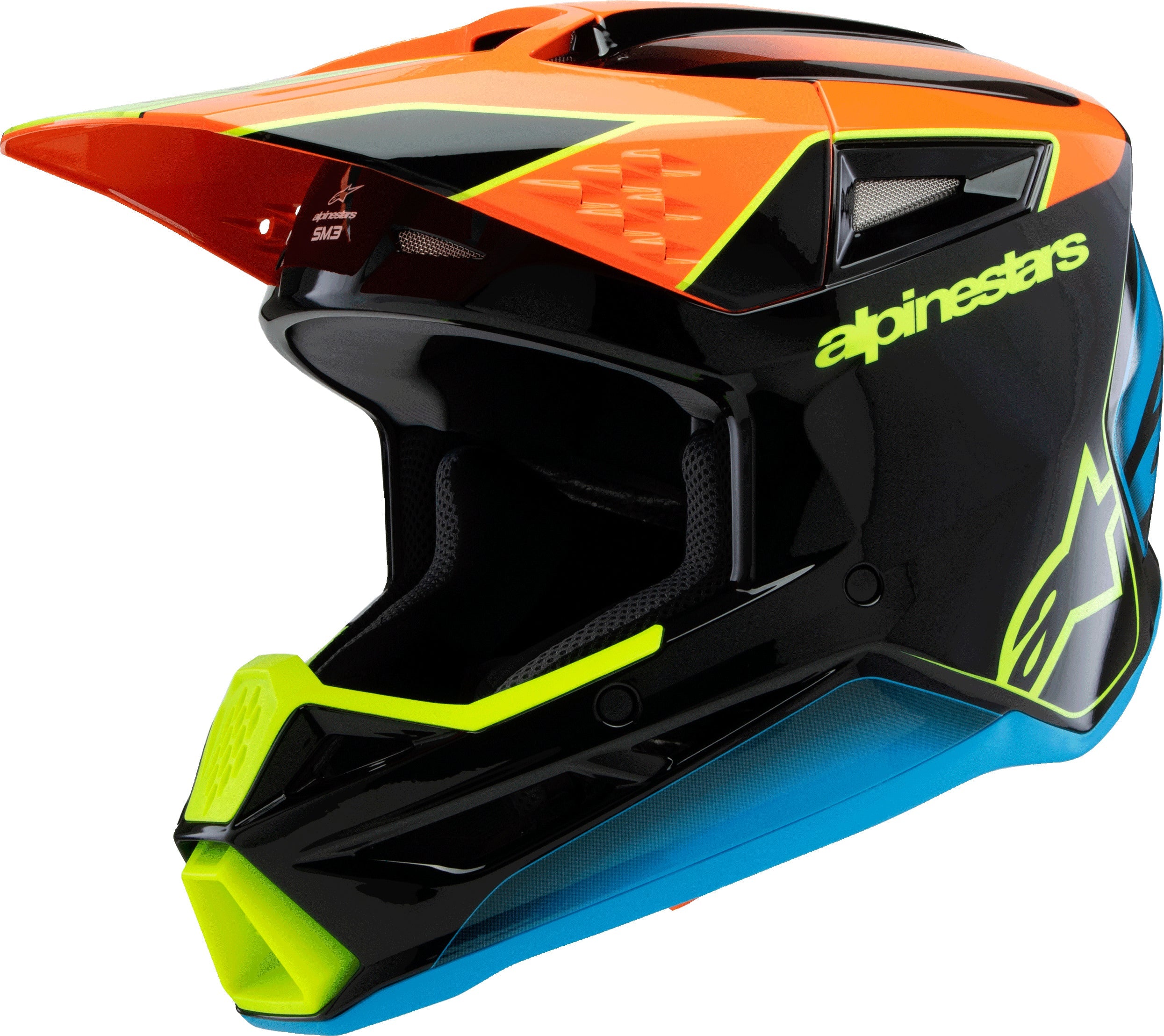 Alpinestars Sm3 Youth Fray Helmet Rd/ylw Fluo/blk Ys - Black/Orange/Yellow Fluo / Large