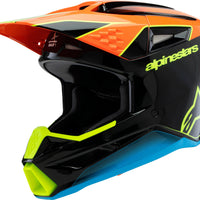 Alpinestars Sm3 Youth Fray Helmet Rd/ylw Fluo/blk Ys - Black/Orange/Yellow Fluo / Large