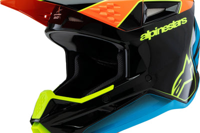 Alpinestars Sm3 Youth Fray Helmet Rd/ylw Fluo/blk Ys - Black/Orange/Yellow Fluo / Large