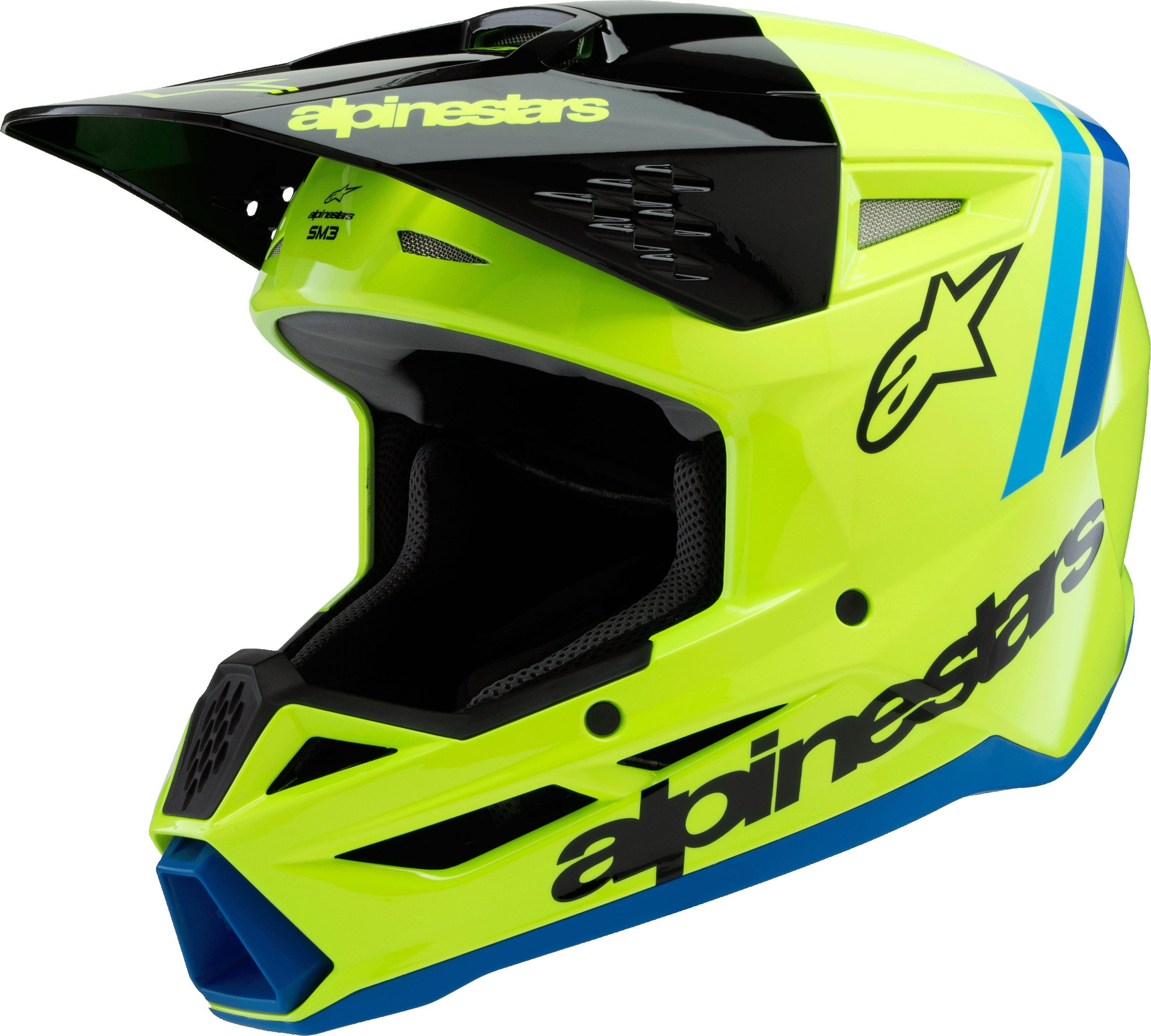 Alpinestars Sm3 Youth Radium Helmet Gry/blk/ylw Fluo Matte Ys - Yellow Fluo/Black/Blue / Large