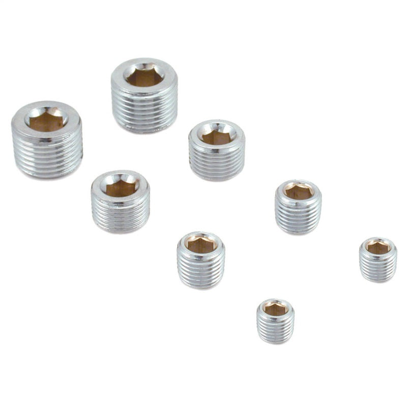 Spectre Pipe Plug Kit - Includes (2) 1/8in. / 1/4in. / 3/8in. / 1/2in. Plugs - Chrome - Engine Components